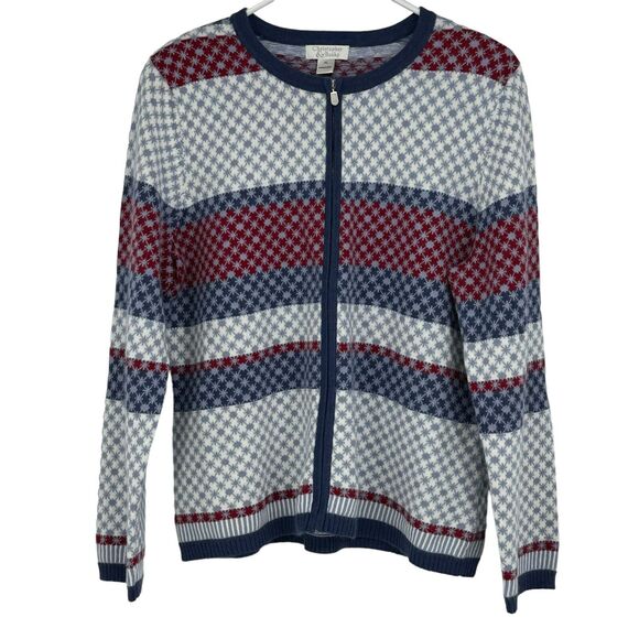 Christopher & Bank XL Blue/Red Ramie/Cotton/Nylon/Angora/Rayon/Lambswool Sweater - Picture 1 of 12
